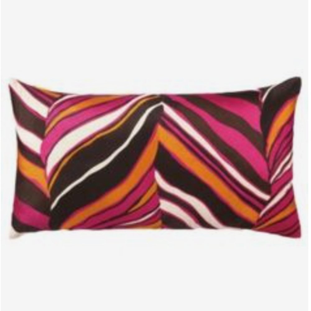 TRINA TURK PILLOW COVER-TIGER LEAF DESIGN-EMBROIDERED LINEN-GLAM, RETRO-$160